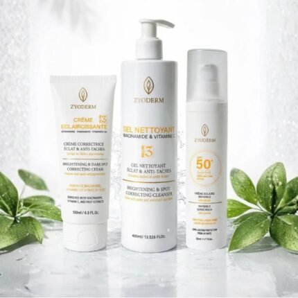 Pack Zyoderm : Gel Nettoyant + Crème Solaire + Crème Éclaircissante🌿 Pack Zyoderm – Routine Complète Éclat & Protection